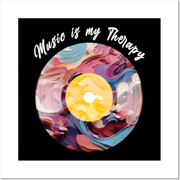 Music is my Therapy - Music Lovers White Text Wall Art by DanDesigns